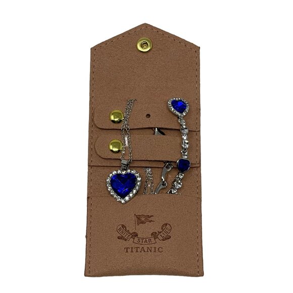 Heart of the Ocean Necklace Jewelry Set - Titanic Bracelet Crystal Pendant - Picture 2 of 11